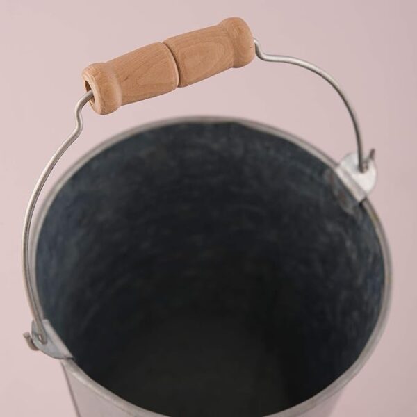 galvanized silver metal bucket