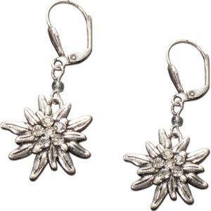 silver oktoberfest edelweiss earrings