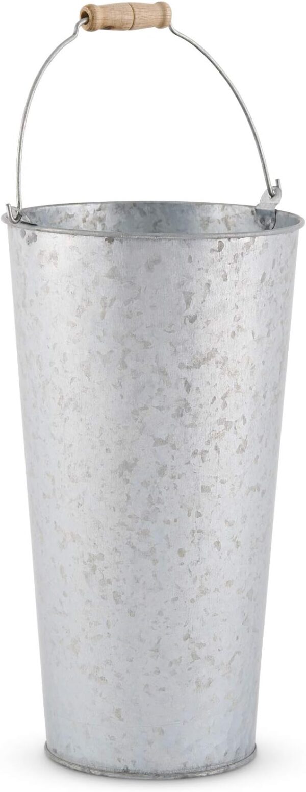 galvanized silver metal bucket