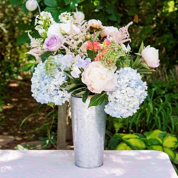galvanized silver metal bucket