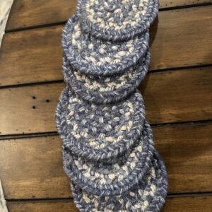 blue white jute coasters