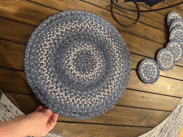 blue white jute placemat