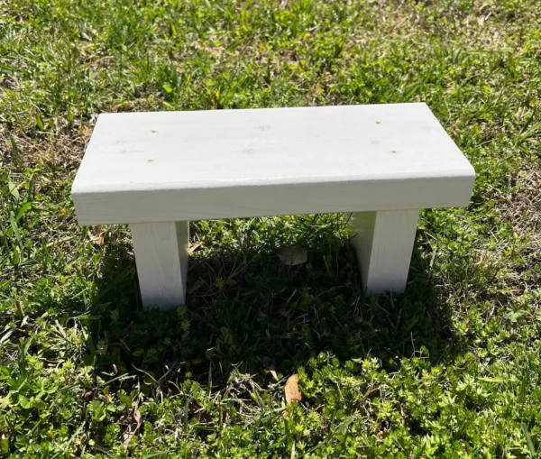 white wooden step stool